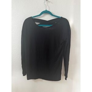 Gaiam‎ Black Long Sleeve Criss Cross Back Active Top Women S P